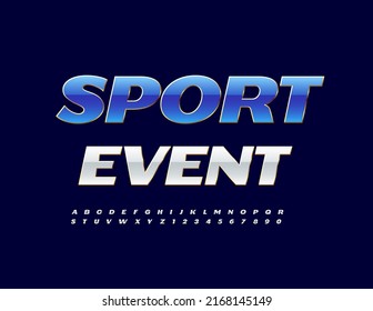Vektor hell Emblem Sport Event. Trendy kreative Schriftart. Satz künstlerischer Alphabet-Buchstaben und -Zahlen