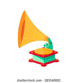 Vector bright flat old gramophone in eps