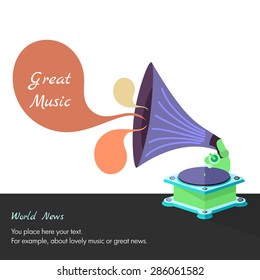 Vector bright flat old gramophone in eps