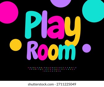 Vector Bright Flayer Play Room. Linda fuente colorida. Conjunto creativo de letras y números del alfabeto