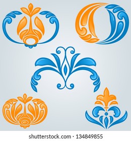 vector bright floral design elements