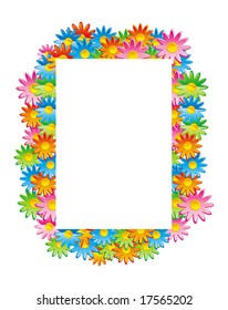 vector bright flowers frame