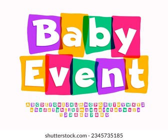 Vektor hell Flyer Baby Event. Helle Aquarell-Schriftart. Playful Alphabet Letters, Numbers und Symbole