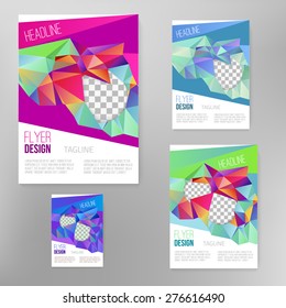 Vector bright flyer cover design template with colorful  abstract geometric shape, triangle background for your business. EPS10.