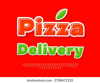 Vetor Brilhante Flyer Entrega de Pizza. Fonte Brilhante Na Moda. Letras e Números Clássicos do Alfabeto Vermelho.