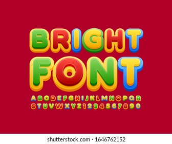 Vector Bright Font. Creative Alphabet set. Colorful Uppercase Letters and Numbers
