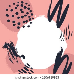 Vector bright frame with the text place. Drawing created in ink sketch handmade technique.