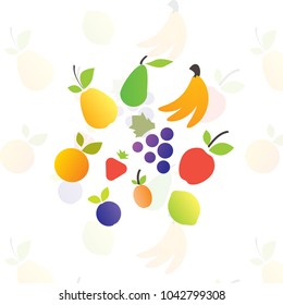 Vector bright fruits.