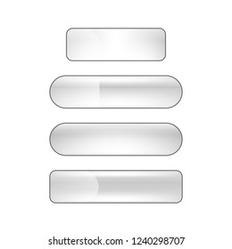 vector bright glossy web buttons set - silver