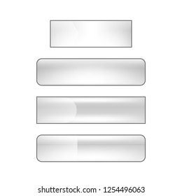 vector bright glossy web buttons set - silver