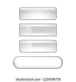 vector bright glossy web buttons set - silver
