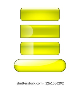 vector bright glossy web buttons set - green and yellow