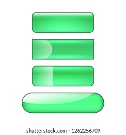 vector bright glossy web buttons set - green