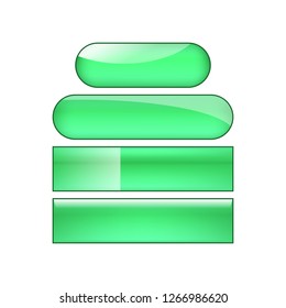 vector bright glossy web buttons set - green