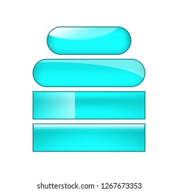 vector bright glossy web buttons set - blue