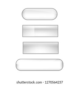 vector bright glossy web buttons set - silver