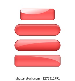 vector bright glossy web buttons set - red