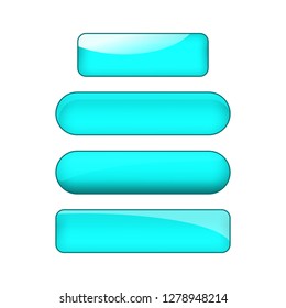 vector bright glossy web buttons set - blue