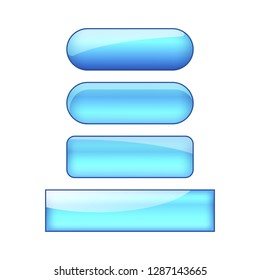 vector bright glossy web buttons set - blue