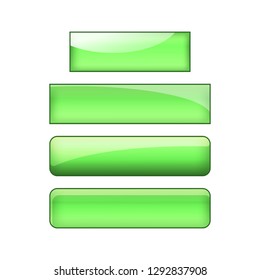 vector bright glossy web buttons set - green