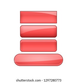 vector bright glossy web buttons set - red