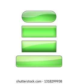 vector bright glossy web buttons set - green