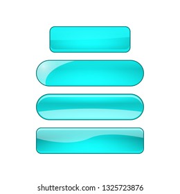 vector bright glossy web buttons set - blue