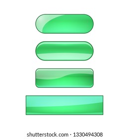 vector bright glossy web buttons set - green