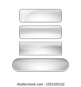 vector bright glossy web buttons set - silver
