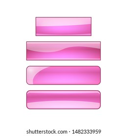 vector bright glossy web buttons set - pink