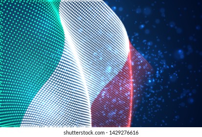 Vector bright glowing country flag of abstract dots. Italy