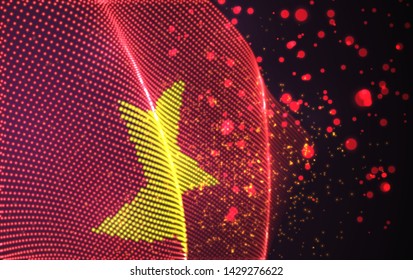 Vector bright glowing country flag of abstract dots. Vietnam