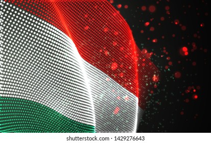 Vector bright glowing country flag of abstract dots. Hungary