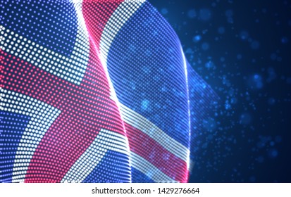 Vector bright glowing country flag of abstract dots. Iceland