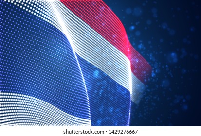 Vector bright glowing country flag of abstract dots. Thailand
