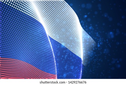 Vector bright glowing country flag of abstract dots. Russia
