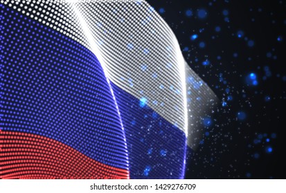 Vector bright glowing country flag of abstract dots. Russia