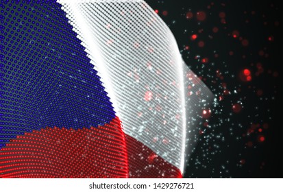 Vector bright glowing country flag of abstract dots. Czech