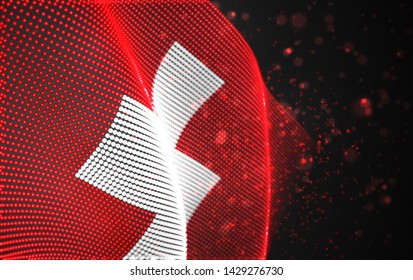 Vector bright glowing country flag of abstract dots. Switzerland