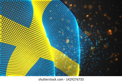 Vector bright glowing country flag of abstract dots.Sweden