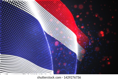 Vector bright glowing country flag of abstract dots. Thailand
