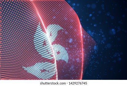 Vector bright glowing country flag of abstract dots. Hong Kong