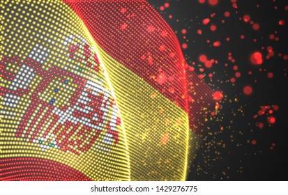 Vector bright glowing country flag of abstract dots.Spain
