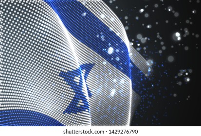 Vector bright glowing country flag of abstract dots. Israel
