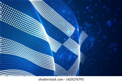 Vector bright glowing country flag of abstract dots. Greece