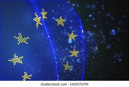 Vector bright glowing country flag of abstract dots. European Union