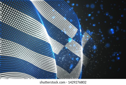 Vector bright glowing country flag of abstract dots. Greece