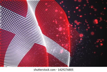 Vector bright glowing country flag of abstract dots.Denmark