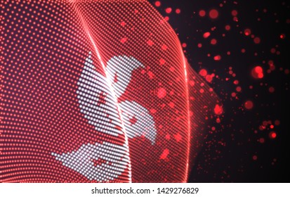 Vector bright glowing country flag of abstract dots. Hong Kong