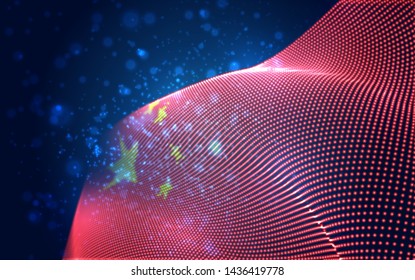 Vector bright glowing country flag of abstract dots. China